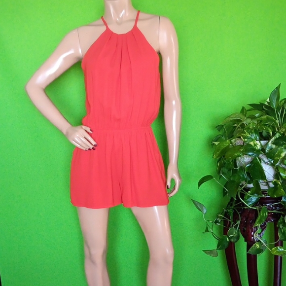 one clothing Pants - One Clothing Vibrant Red Halter Romper, Sz. Lg
